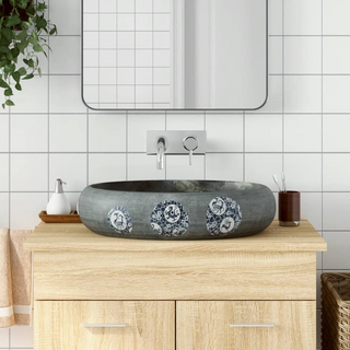 vidaXL Countertop Basin Grey Oval 59x40x15 cm Ceramic - Giant Lobelia