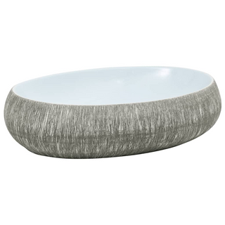 vidaXL Countertop Basin Grey and Blue Oval 59x40x15 cm Ceramic - Giant Lobelia