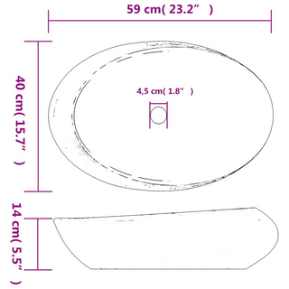 vidaXL Countertop Basin Purple and Grey Oval 59x40x14 cm Ceramic - Giant Lobelia