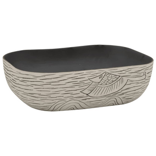 vidaXL Countertop Basin Grey and Black Rectangular 48x37.5x13.5 cm Ceramic - Giant Lobelia