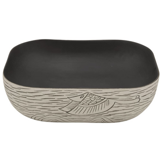 vidaXL Countertop Basin Grey and Black Rectangular 48x37.5x13.5 cm Ceramic - Giant Lobelia