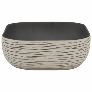 vidaXL Countertop Basin Grey and Black Rectangular 48x37.5x13.5 cm Ceramic - Giant Lobelia