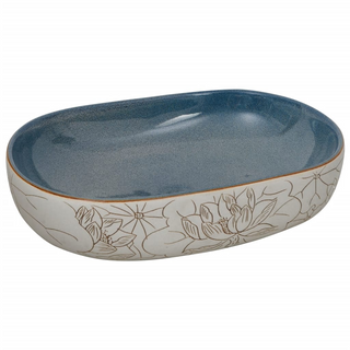 vidaXL Countertop Basin Sand and Blue Oval 59x40x14 cm Ceramic - Giant Lobelia