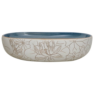 vidaXL Countertop Basin Sand and Blue Oval 59x40x14 cm Ceramic - Giant Lobelia