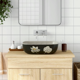 vidaXL Countertop Basin Grey and Black Rectangular 48x37.5x13.5 cm Ceramic - Giant Lobelia