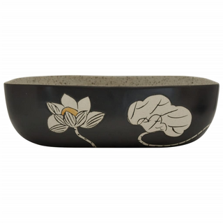 vidaXL Countertop Basin Grey and Black Rectangular 48x37.5x13.5 cm Ceramic - Giant Lobelia