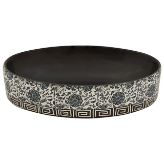 vidaXL Countertop Basin Black and Blue Oval 56.5x36.5x13.5 cm Ceramic - Giant Lobelia