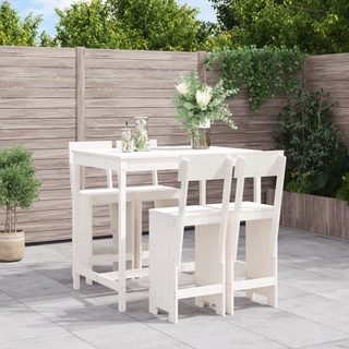 5 Piece Garden Bar Set | Solid Wood Pine | White - Transform Your Outdoor Space - Giant Lobelia