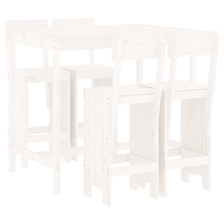 5 Piece Garden Bar Set | Solid Wood Pine | White - Transform Your Outdoor Space - Giant Lobelia