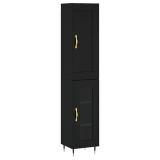 vidaXL Highboard Black 34.5x34x180 cm Engineered Wood - Giant Lobelia