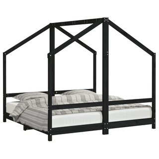 Kids Bed Frame Black | Solid Wood Pine | Durable & Practical - 2x(80x160) cm - Giant Lobelia