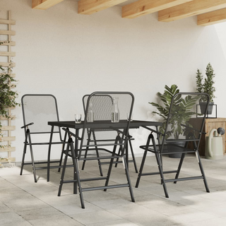 5 Piece Garden Dining Set Anthracite Metal Mesh - Giant Lobelia