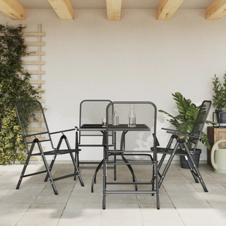 5 Piece Garden Dining Set Anthracite Metal Mesh - Giant Lobelia