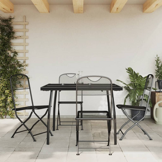 5 Piece Garden Dining Set Anthracite Metal Mesh - Giant Lobelia