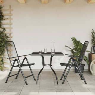 3 Piece Garden Dining Set Anthracite Metal Mesh - Giant Lobelia