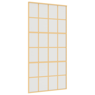 vidaXL Sliding Door Gold 102.5x205 cm Frosted ESG Glass and Aluminium - Giant Lobelia