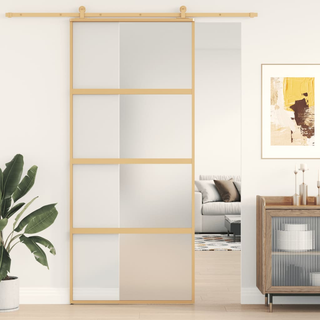 vidaXL Sliding Door Gold 90x205 cm Frosted ESG Glass and Aluminium - Giant Lobelia