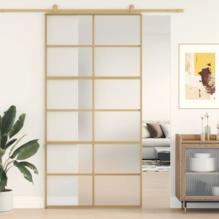 vidaXL Sliding Door Gold 102.5x205 cm Frosted ESG Glass and Aluminium - Giant Lobelia