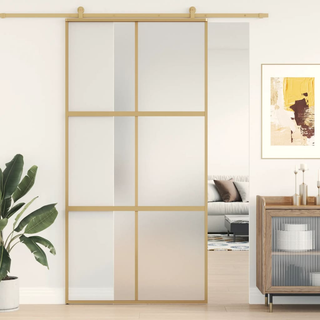 Sliding Door Gold 102.5x205 cm Frosted ESG Glass and Aluminium - Giant Lobelia