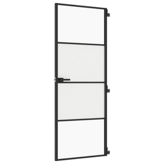 vidaXL Interior Door Slim Black 76x201.5 cm Tempered Glass and Aluminium - Giant Lobelia