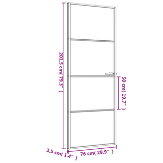 vidaXL Interior Door Slim Black 76x201.5 cm Tempered Glass and Aluminium - Giant Lobelia