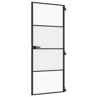 vidaXL Interior Door Slim Black 83x201.5 cm Tempered Glass and Aluminium - Giant Lobelia