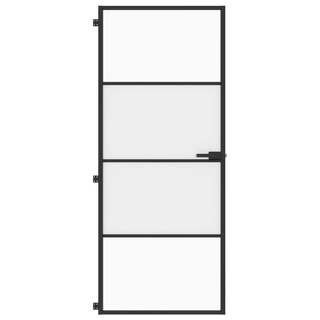 vidaXL Interior Door Slim Black 83x201.5 cm Tempered Glass and Aluminium - Giant Lobelia