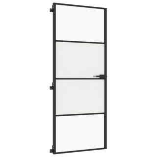 vidaXL Interior Door Slim Black 83x201.5 cm Tempered Glass and Aluminium - Giant Lobelia