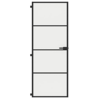 vidaXL Interior Door Slim Black 76x201.5 cm Tempered Glass and Aluminium - Giant Lobelia