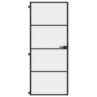 vidaXL Interior Door Slim Black 83x201.5 cm Tempered Glass and Aluminium - Giant Lobelia