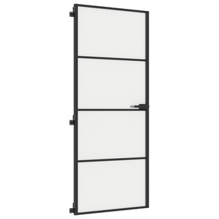 vidaXL Interior Door Slim Black 83x201.5 cm Tempered Glass and Aluminium - Giant Lobelia