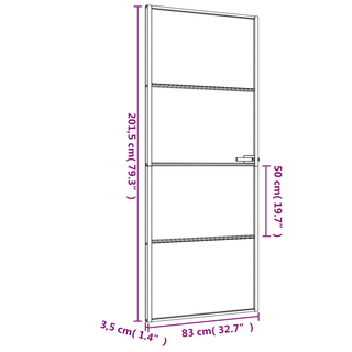 vidaXL Interior Door Slim Black 83x201.5 cm Tempered Glass and Aluminium - Giant Lobelia