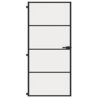 vidaXL Interior Door Slim Black 93x201.5 cm Tempered Glass and Aluminium - Giant Lobelia