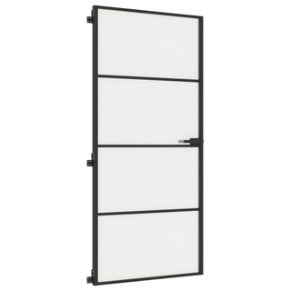 vidaXL Interior Door Slim Black 93x201.5 cm Tempered Glass and Aluminium - Giant Lobelia