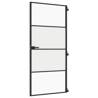 vidaXL Interior Door Slim Black 93x201.5 cm Tempered Glass and Aluminium - Giant Lobelia