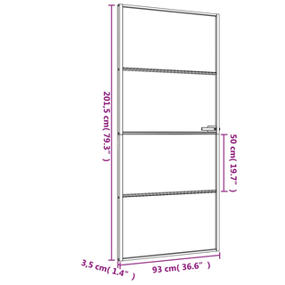 vidaXL Interior Door Slim Black 93x201.5 cm Tempered Glass and Aluminium - Giant Lobelia