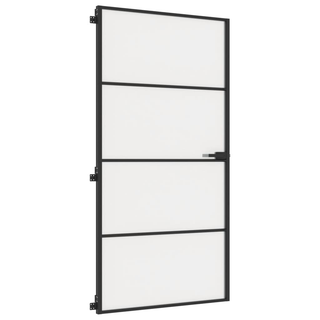 vidaXL Interior Door Slim Black 102.5x201.5 cm Tempered Glass and Aluminium - Giant Lobelia