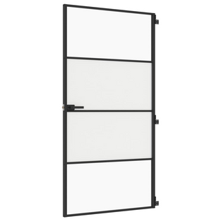 vidaXL Interior Door Slim Black 102.5x201.5 cm Tempered Glass and Aluminium - Giant Lobelia