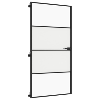 vidaXL Interior Door Slim Black 102.5x201.5 cm Tempered Glass and Aluminium - Giant Lobelia