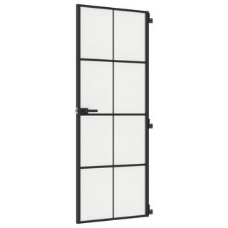 vidaXL Interior Door Slim Black 76x201.5 cm Tempered Glass and Aluminium - Giant Lobelia