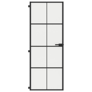 vidaXL Interior Door Slim Black 76x201.5 cm Tempered Glass and Aluminium - Giant Lobelia