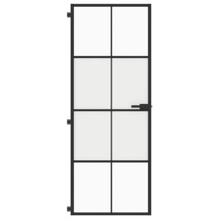 vidaXL Interior Door Slim Black 76x201.5 cm Tempered Glass and Aluminium - Giant Lobelia