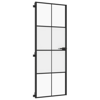 vidaXL Interior Door Slim Black 76x201.5 cm Tempered Glass and Aluminium - Giant Lobelia