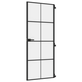 vidaXL Interior Door Slim Black 83x201.5 cm Tempered Glass and Aluminium - Giant Lobelia