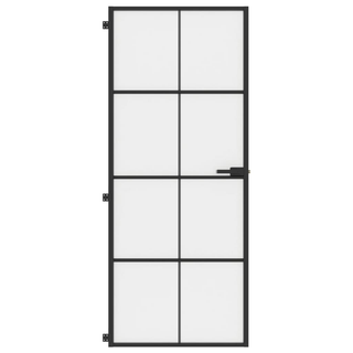 vidaXL Interior Door Slim Black 83x201.5 cm Tempered Glass and Aluminium - Giant Lobelia