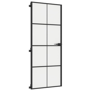 vidaXL Interior Door Slim Black 83x201.5 cm Tempered Glass and Aluminium - Giant Lobelia