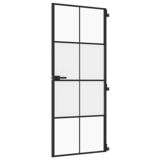 vidaXL Interior Door Slim Black 83x201.5 cm Tempered Glass and Aluminium - Giant Lobelia