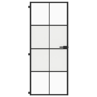 vidaXL Interior Door Slim Black 83x201.5 cm Tempered Glass and Aluminium - Giant Lobelia