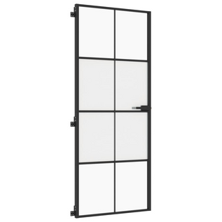 vidaXL Interior Door Slim Black 83x201.5 cm Tempered Glass and Aluminium - Giant Lobelia