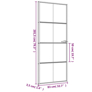 vidaXL Interior Door Slim Black 83x201.5 cm Tempered Glass and Aluminium - Giant Lobelia